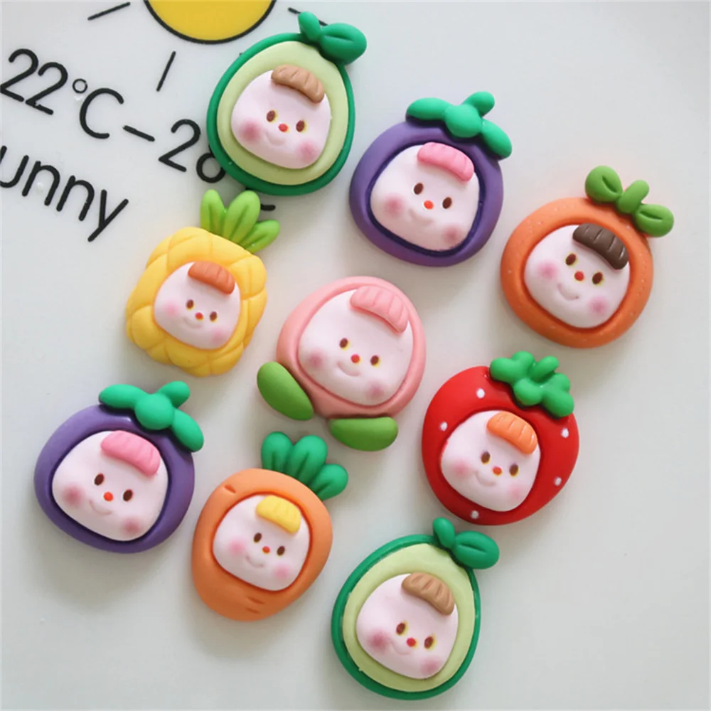 10-20 قطعة الكرتون الصغيرة الفواكه فتاة الراتنج الحرف الملابس صنع المجوهرات Kawaii DIY بها بنفسك اكسسوارات الهاتف قذيفة سيارة زخرفة المواد