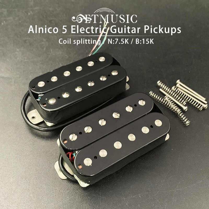 

Alnico 5 Electric Guitar Pickup Humbucker Double Coil Pickup Alnico V Neck and Bridge with Screws and Springs Guitar Parts Black