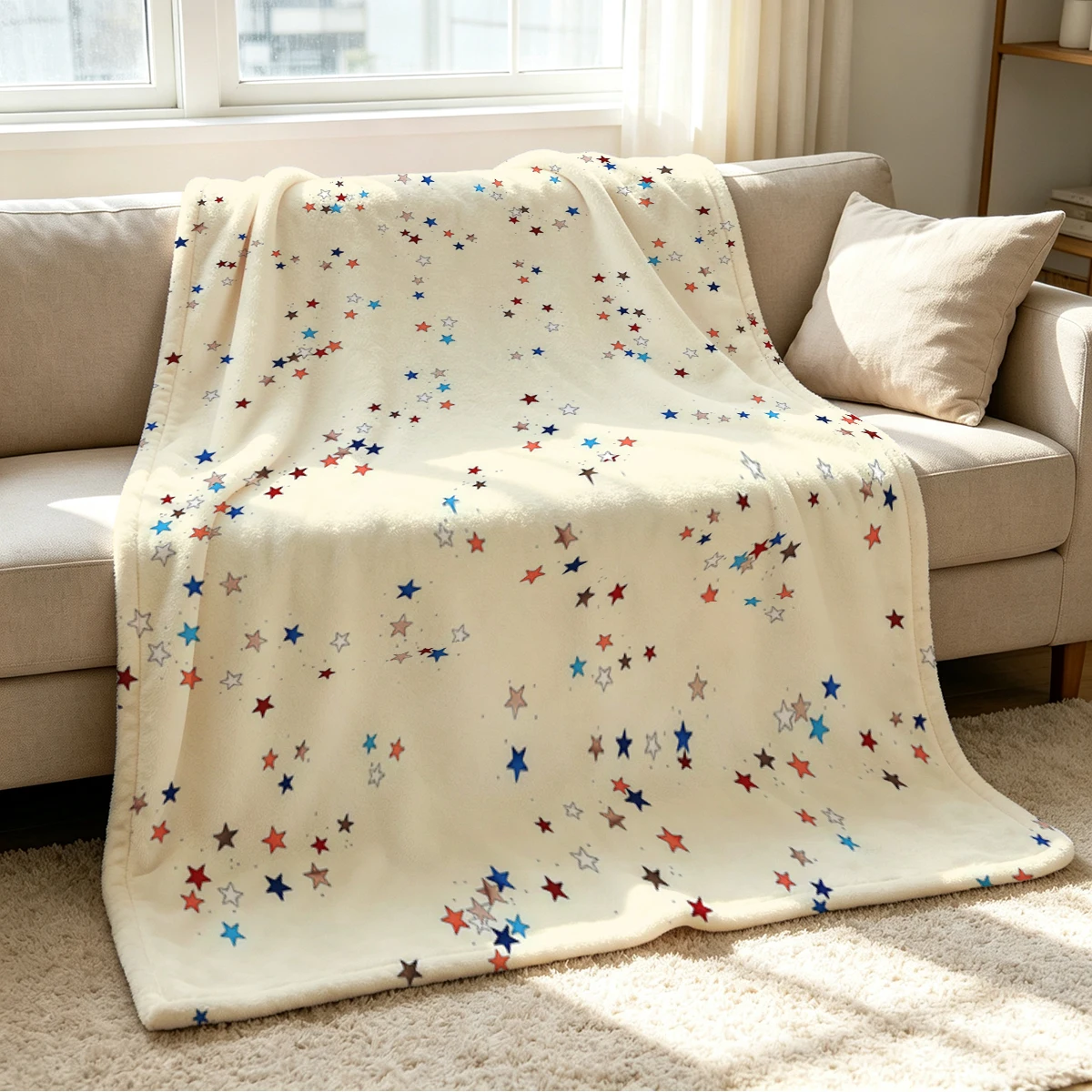 Star Sprinkles Blanket Soft Cozy Throw for Sofa Bed Festive Holiday Decor Gift for Kids and Adults,Lightweight and Warm