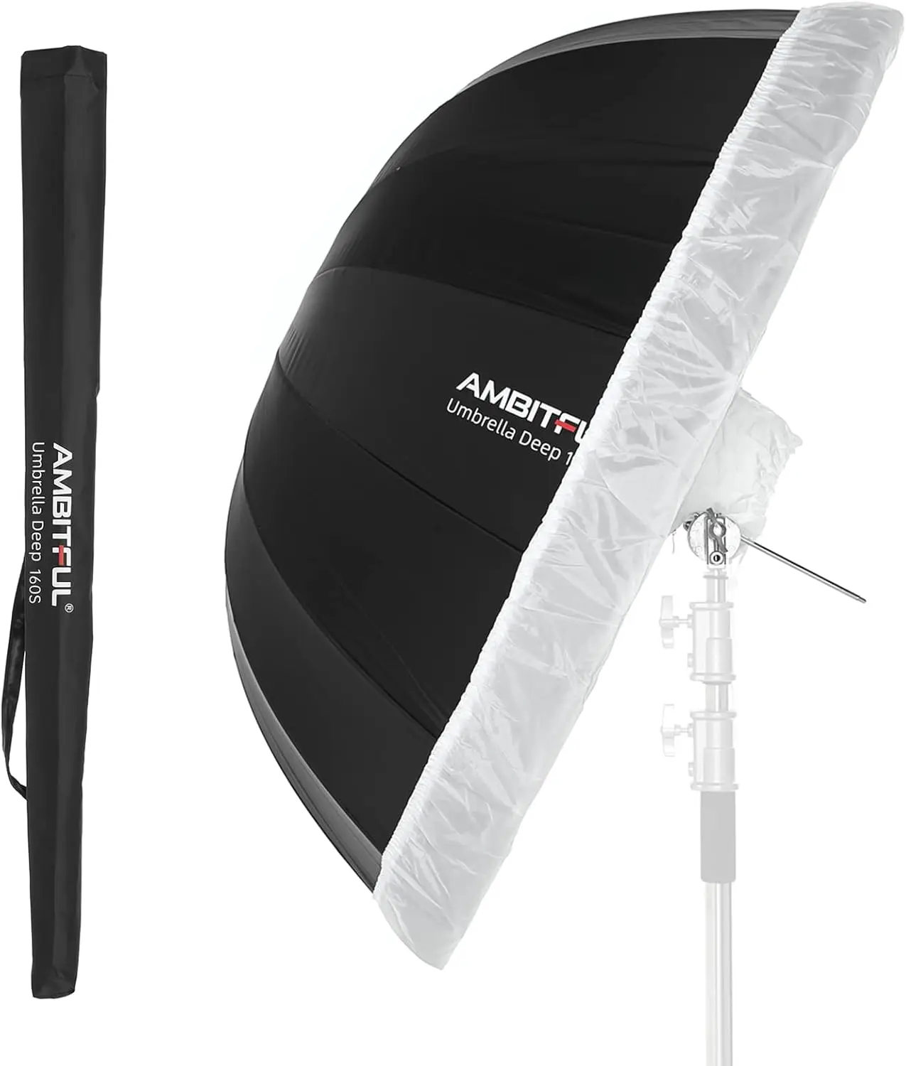 

63in 160cm Parabolic Silver Reflective Studio Light Umbrella with Diffuser Cover for Photography