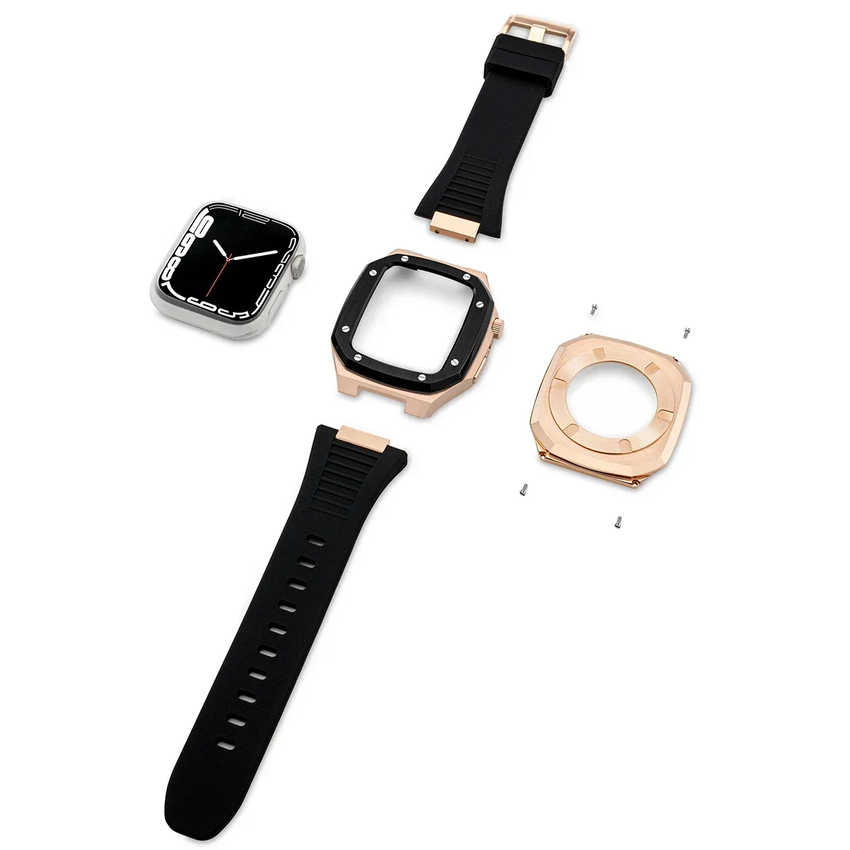 ステンレス鋼のAppleWatch用の改造キット,40mm,41mm,iwatchシリーズ用の金属ベゼルケース7 6 se 5 41mm