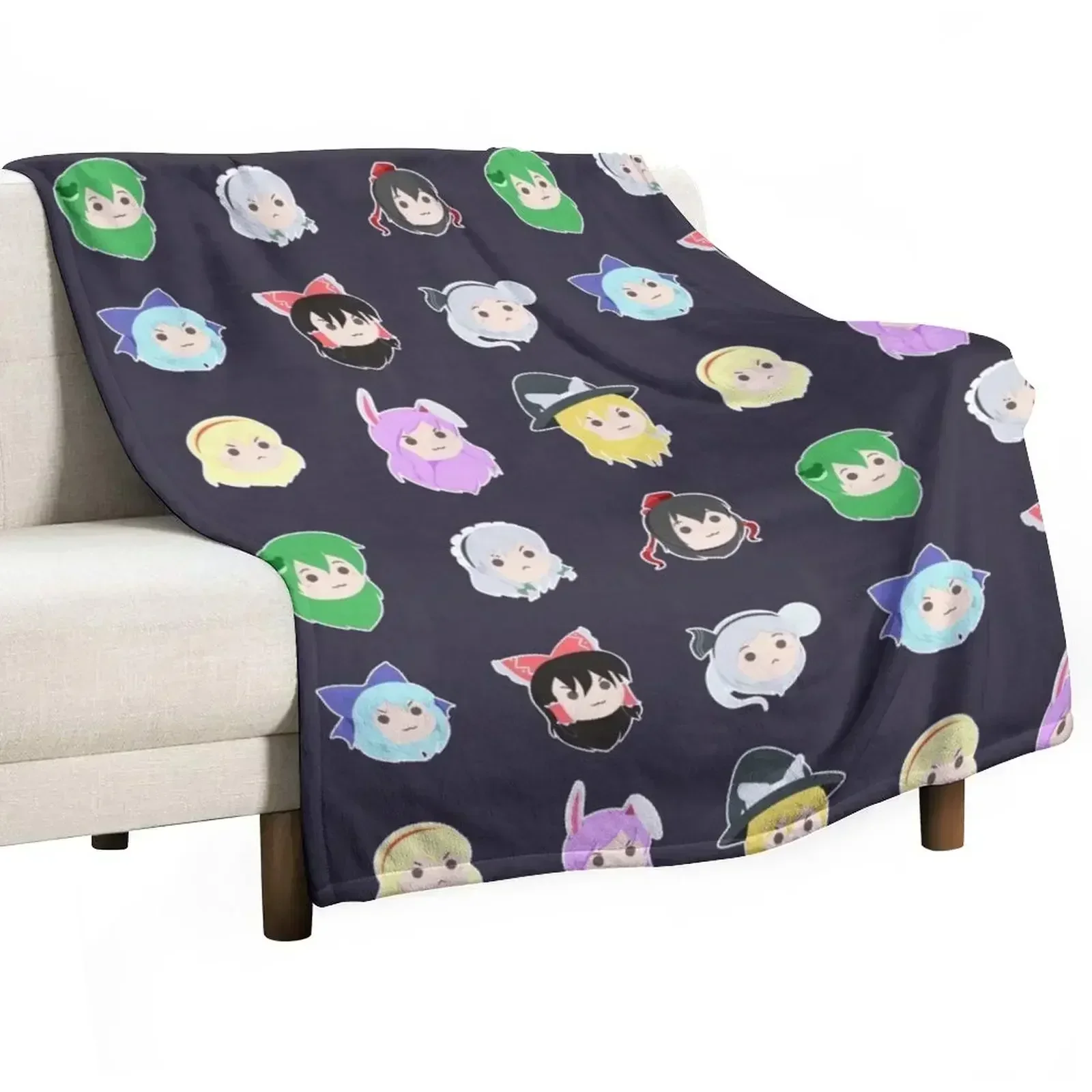 Touhou Headcuties [Estampado] (Transparent Version) Throw Blanket Soft Plush Plaid for winter Furry Vintage Stuffeds Blankets