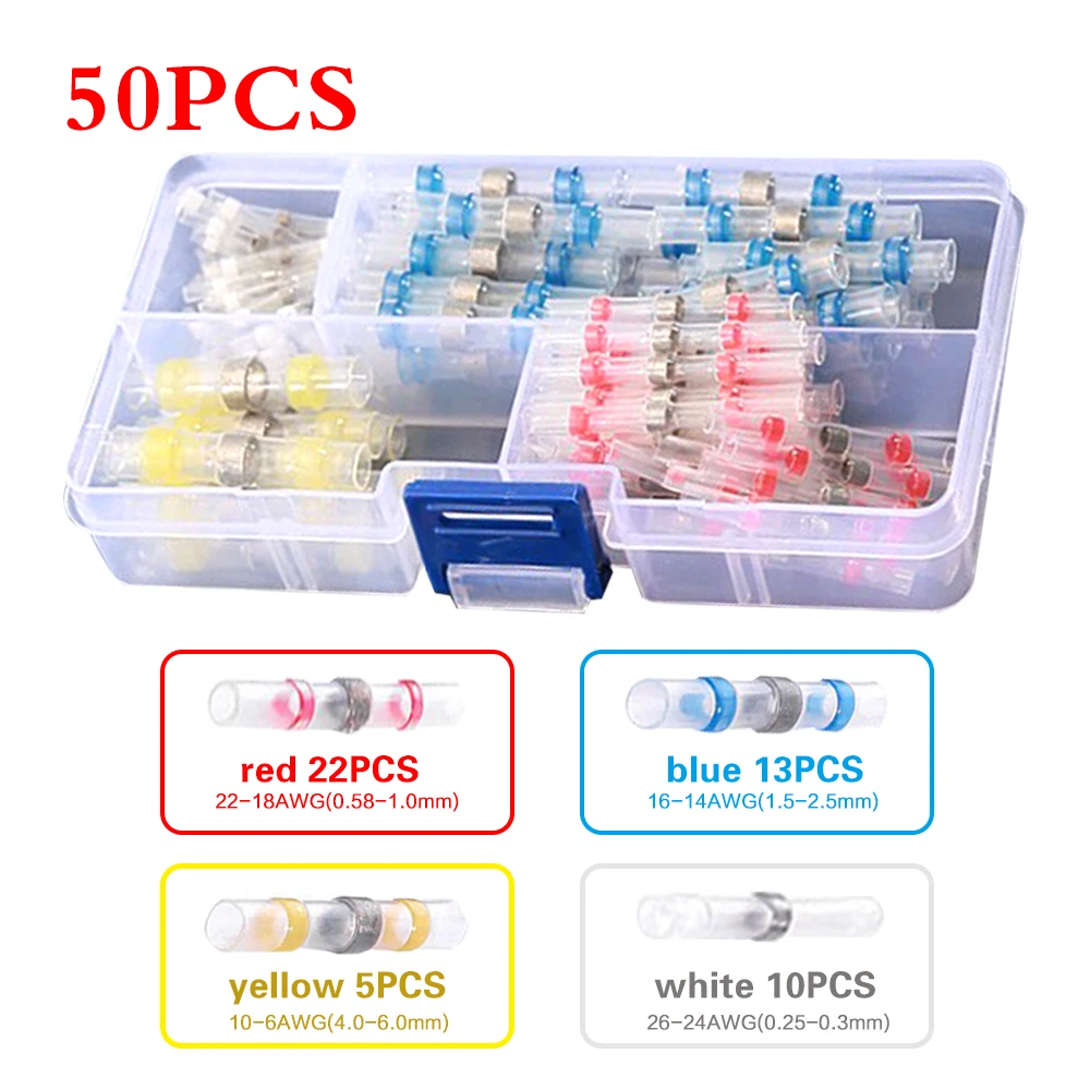 

50/100/120/250/300PCS IP67 Waterproof heat shrinkable solder ring terminal kits seal terminals tube electrical Insulated kit set