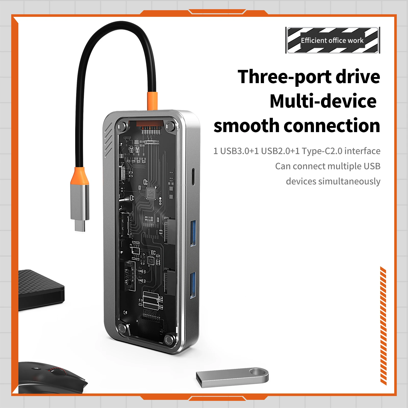 Computer USB C Hub C-Type to HDMI Ethernet Port PD 100W Adapter for Macbook Pro USB 3.0 USB2.0 Port Hub Docking Station
