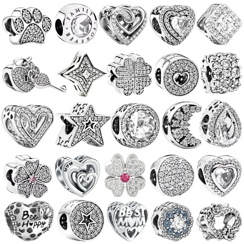 Breloques en argent regardé 925 pour femme, fleur de vigne, 26 lettres, nom, perles pour bracelet Pandora, cadeau de bijoux à bricoler soi-même, original, nouveau