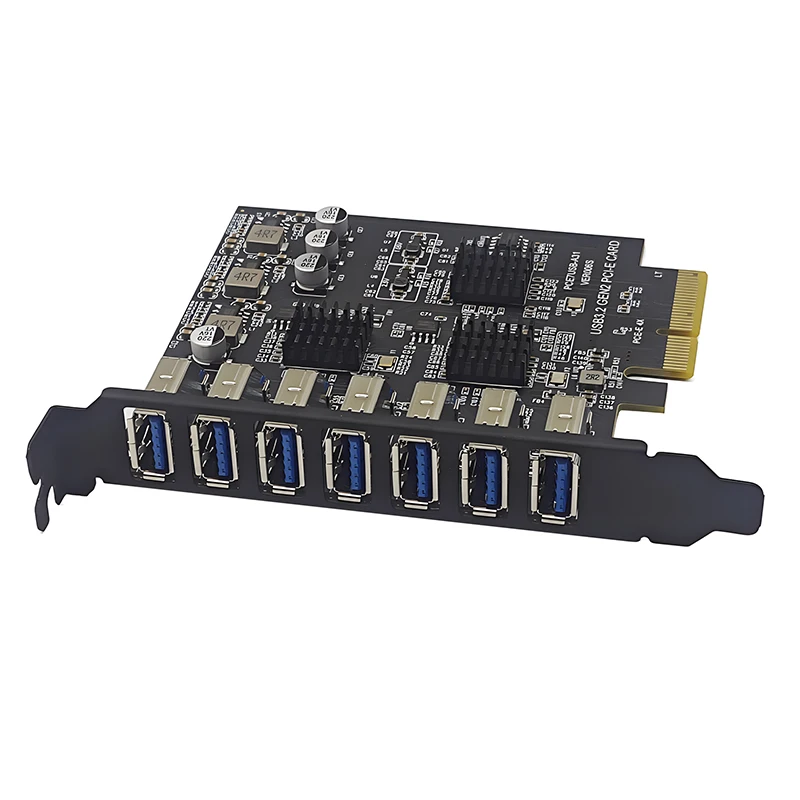 7 Port USB 3.2 GEN2 10Gb PCIE Expansion Card PCI-E PCI Express X4 to USB3.2 HUB Adapter ASM3142 Chip Add On Cards for Desktop PC