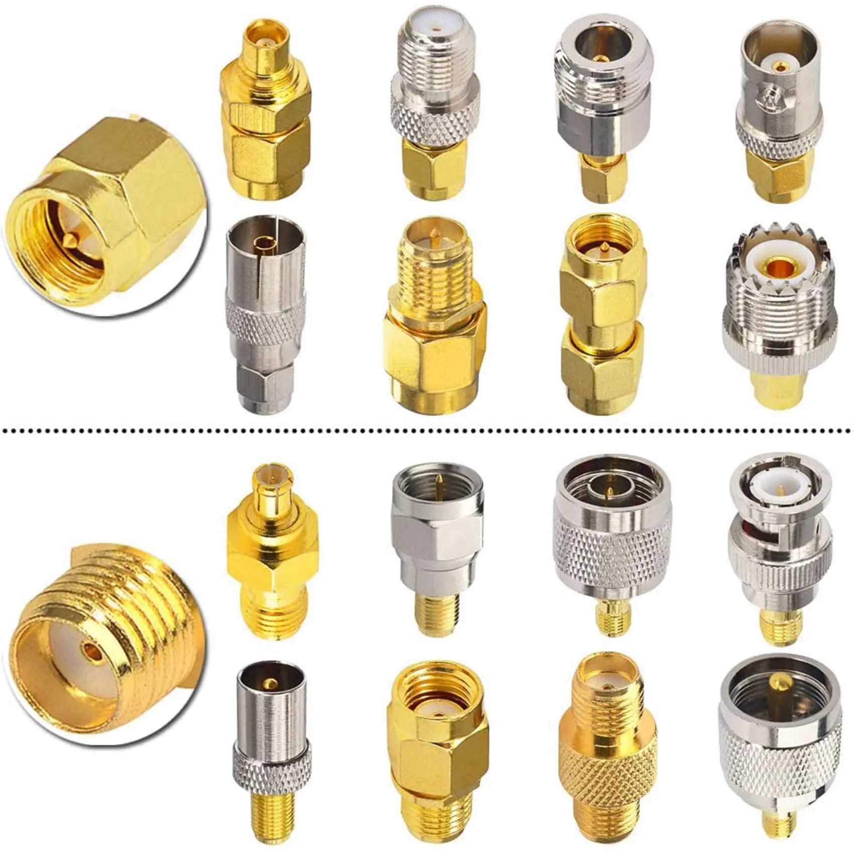 PORK-16 Type SMA Connectors SMA Adapter Kits SMA To MCX/TV/F/N/BNC/UHF/RP-SMA Straight Type Nickel Gold Plated Test Connector