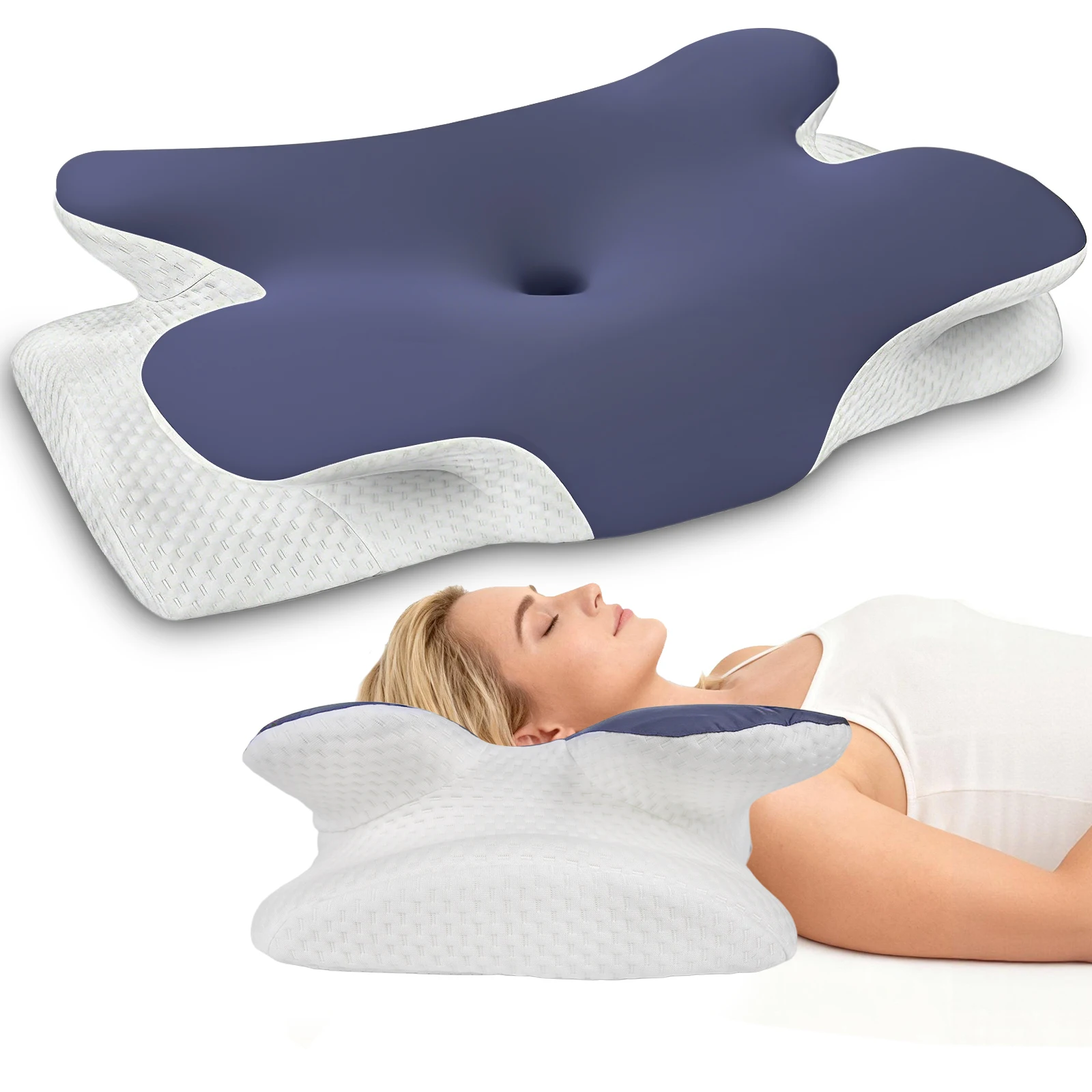 Image of Innovatives Schmetterlingsförmiges Nackenstützkissen aus Weichem, Elastischem Memory-Schaum für Rücken-, Seiten- und Bauchschläfer - Ideales Schlafgeschenk