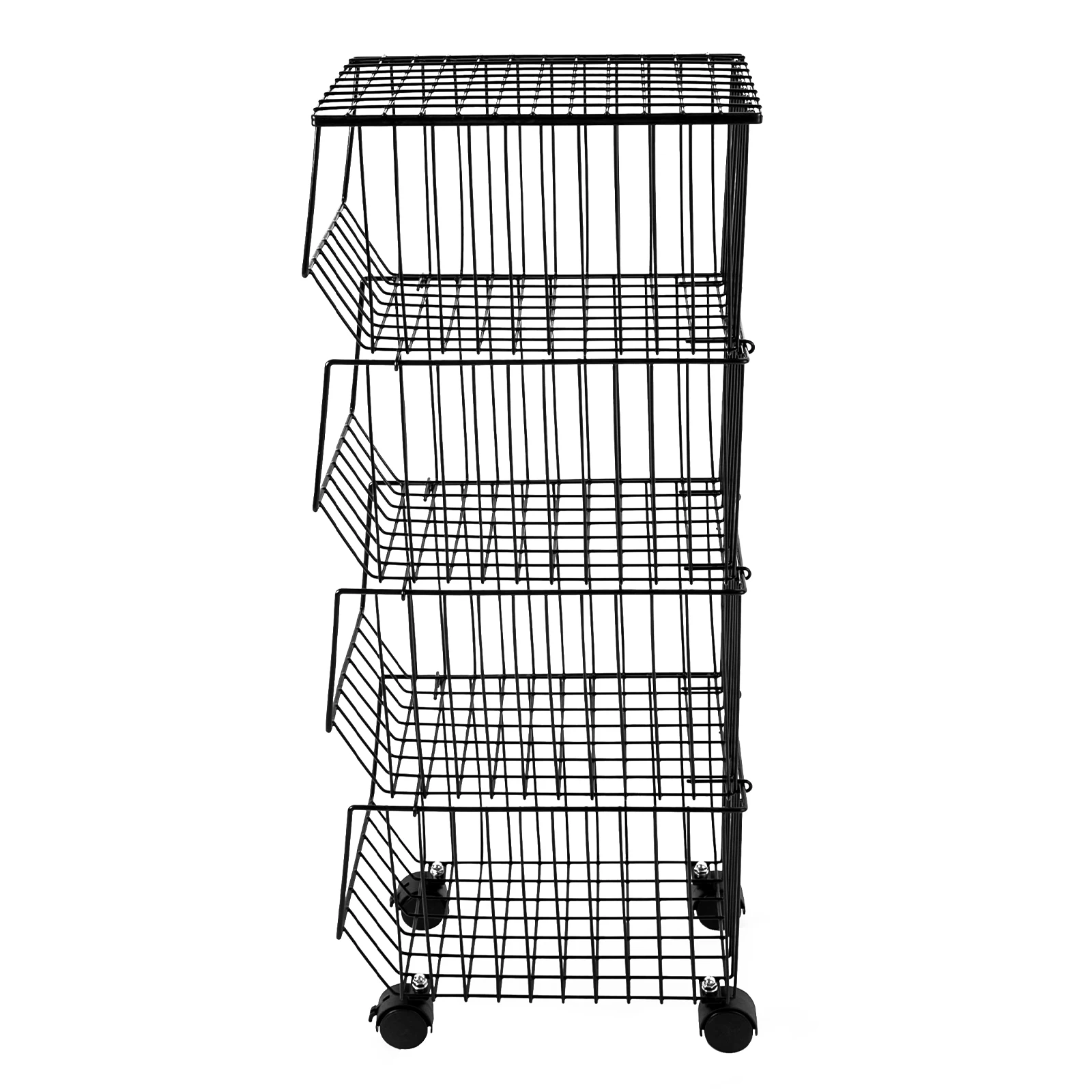 

4-Tier Fruit Basket Stand, Fruit Vegetable Storage Cart with Wheels and Large Opening for Kitchens, Bedrooms, Living Rooms
