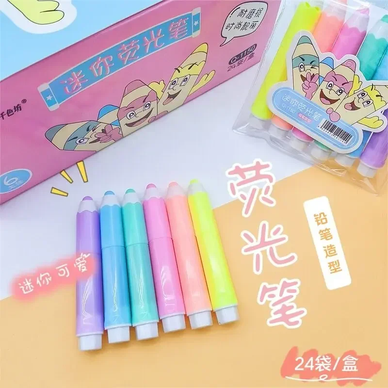 6-color Stamp Model– Pastel Highlighter Set, Cute Office Stationery, for Bullet Journals, Homework & Teacher Desks