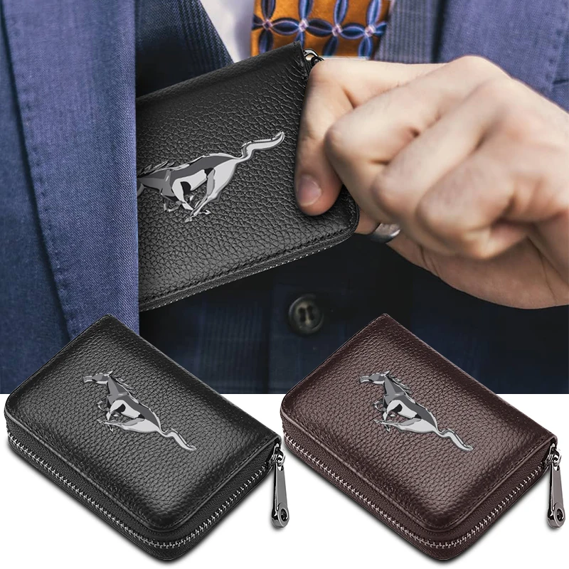 Leather Car Driver License Credit Card Holder Case Wallet Car Accessories For Mustang 2015 2017 2018 2005 2006 2007 2008 Shelby