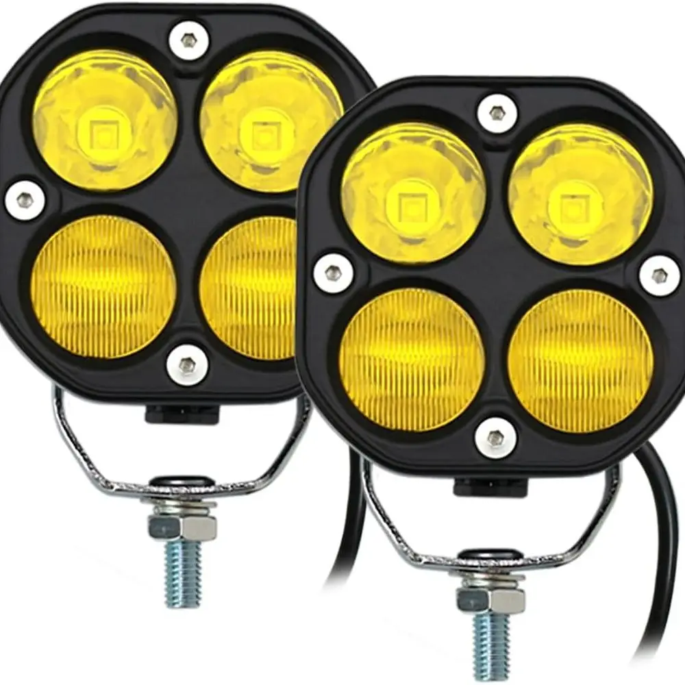 

Pair of 3 40W Waterproof Yellow LED Pods for Off-Road & Work Lighting, Suitable for Jeeps, 4X4s, ATVs, Boats, and Motorcycles