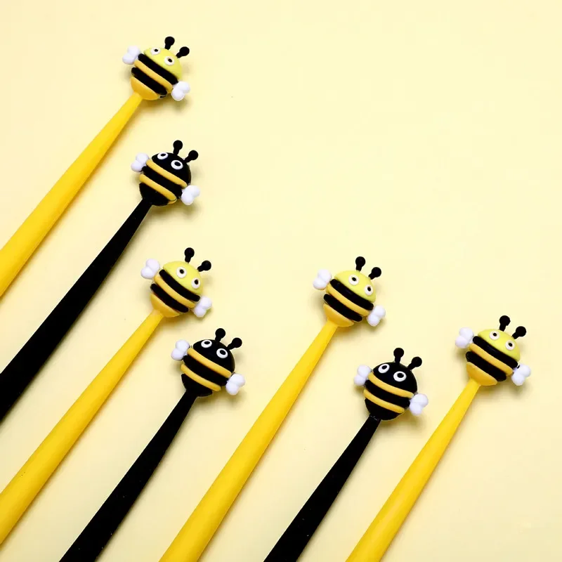 24PCS Creative Silicone Lovely 0.5mm Bee Student Kawaii School Supplies Stationery Cute Pen Gel Pens