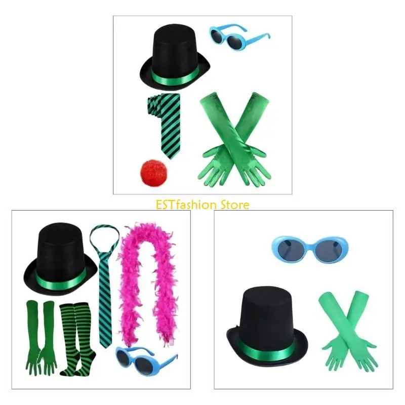 Y5GC Ergonomisches Stoff-Cosplay-Hut, Handschuhe, Strümpfe, pelziges Broschen-Set für Anime-Fans,