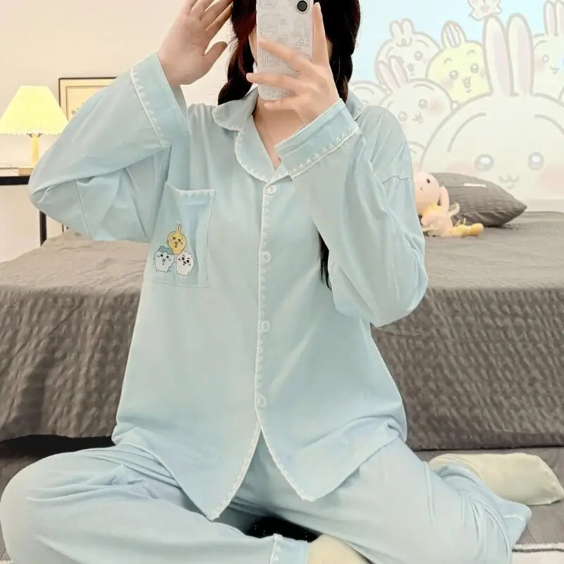 

Kawaii Chiikawa женские пижамы аниме мультфильм пижамы брюки студенческая одежда для сна для девочек домашняя одежда модные удобные мягкие пижамные комплекты