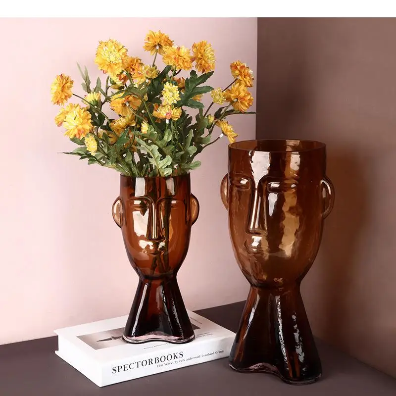 

Glass Vase Human Face Abstract Modern Home Decoration Flower Arrangement Hydroponics Household