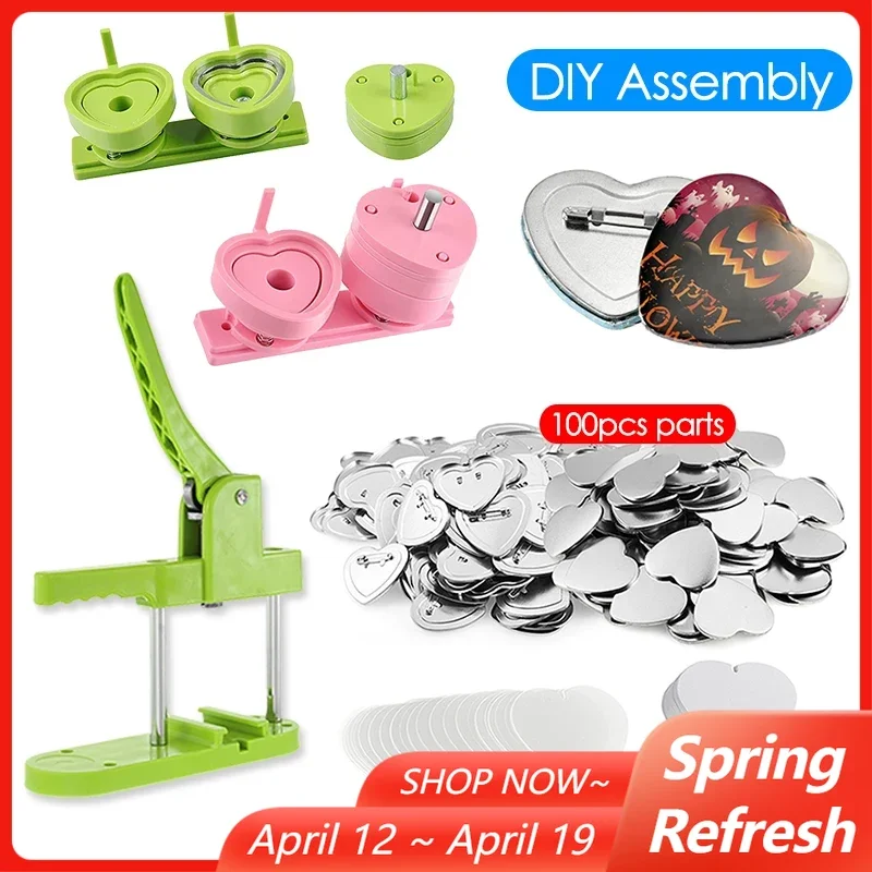 

Round/Heart Shaped Badge Mold / Plastic Button Maker Bracket for DIY Free Combination Badge Button Maker Accessories