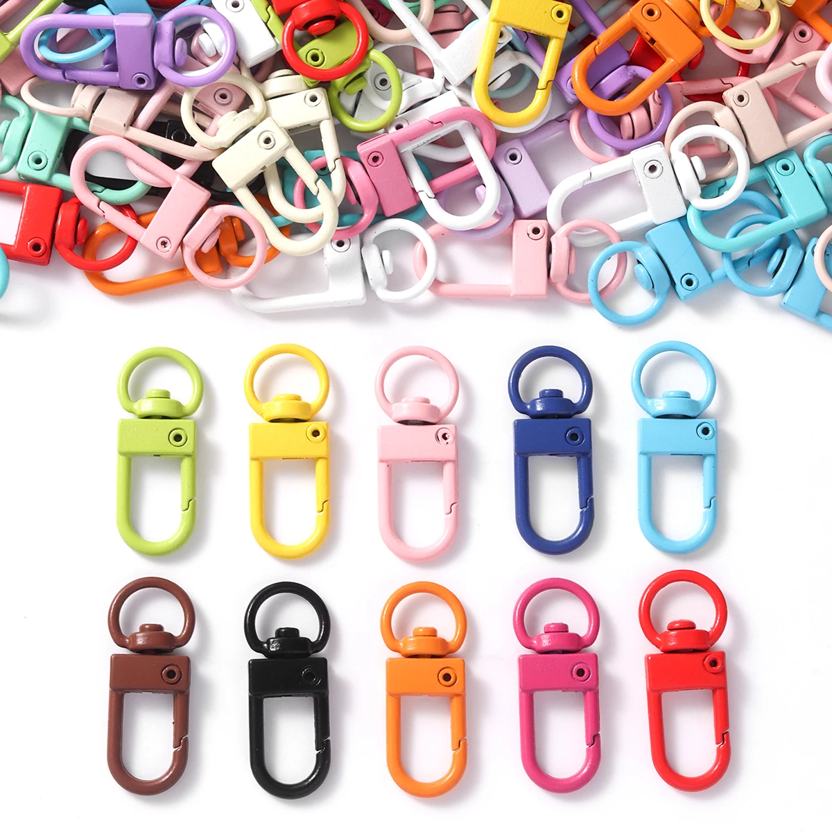 

20/50pcs color metal paint U-shaped buckle with key chain DIY key mobile phone chain luggage doll hanging buckle accessories
