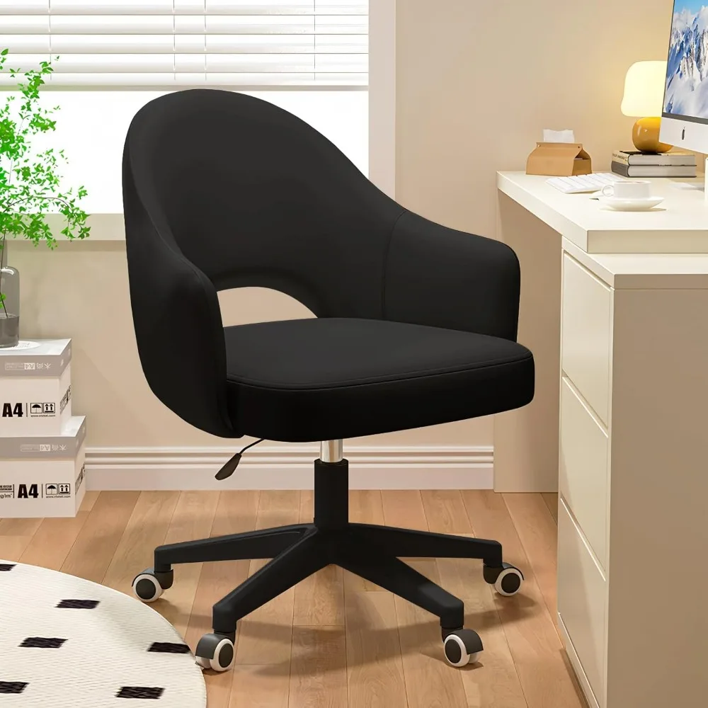 كرسي مكتب دوار منجد مخملي مع ارتفاع وعجلات قابلة للتعديل لاستخدام مكتب المكياج أو الكمبيوتر