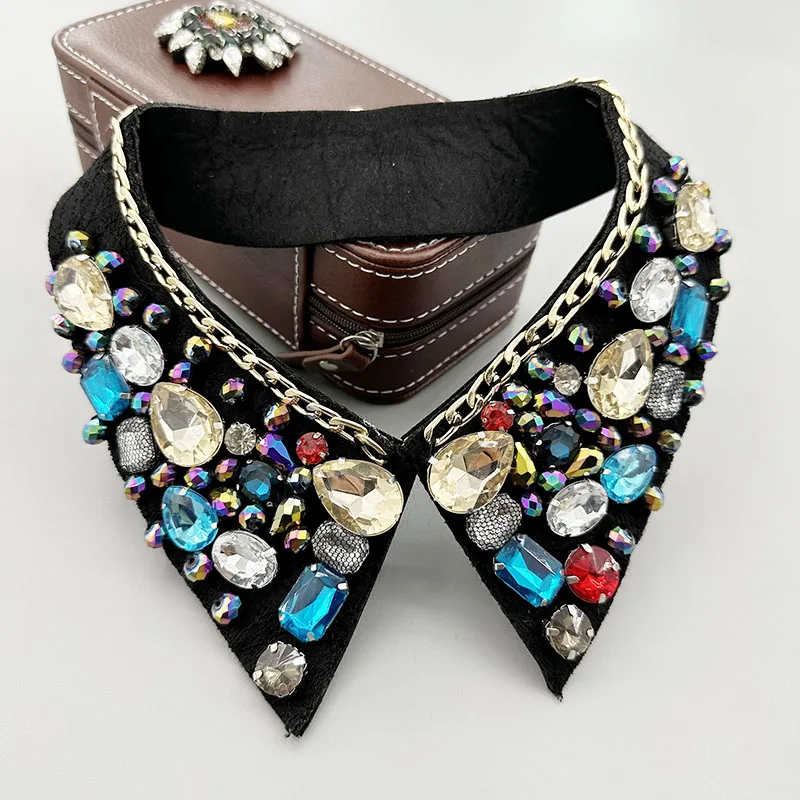 New decorative white spring fashion shirt lace sweater Elegant beading rhinestone fake false collar choker detachable collars