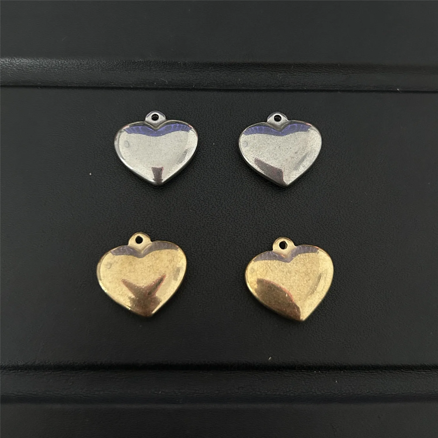 5Pcs/Lot Wholesale Stainless Steel Puffy Heart Pendant Charms For Jewelry DIY Making Accessories Findings