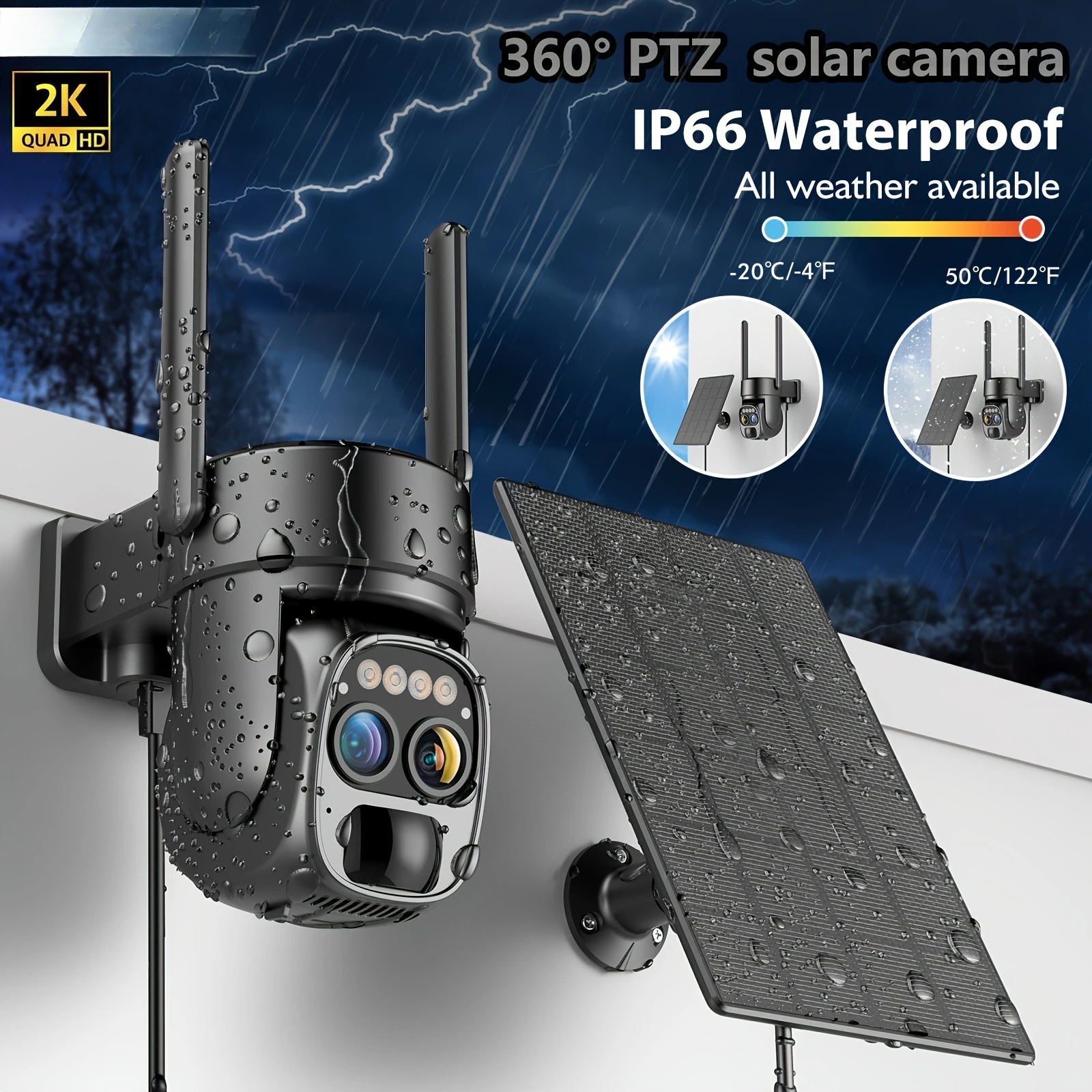 

6MP 2K Солнечная 4G Wi-Fi камера безопасности 10-кратный зум Маломощный PTZ CCTV Прожектор Сигнализация Обнаружение движения Цвет Ночное видение 2-стороннее аудио