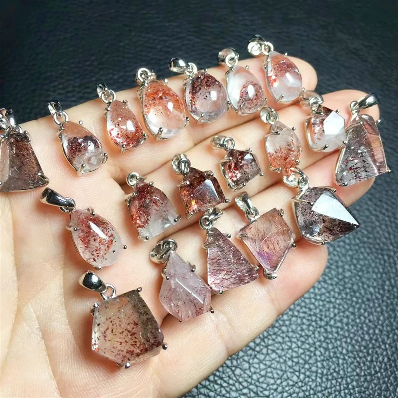 Natural Freeform Super Seven Strawberry Quartz Pendant Healing Fashion Classic Women Jewelry Accessories Exquisite Gift 1pcs