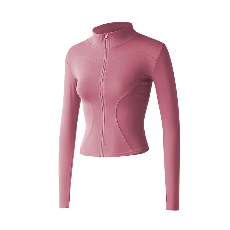 Frauen Sport Jacke Langarm Shirt Workout Mantel Gym Training Kleidung Yoga Sportswear
