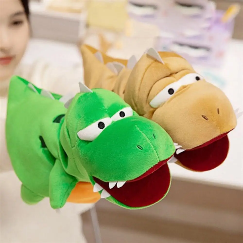 Pai-filho interativo dinossauro pelúcia fantoche de mão grande boca simulação dinossauro cosplay boneca de pelúcia confortável dos desenhos animados