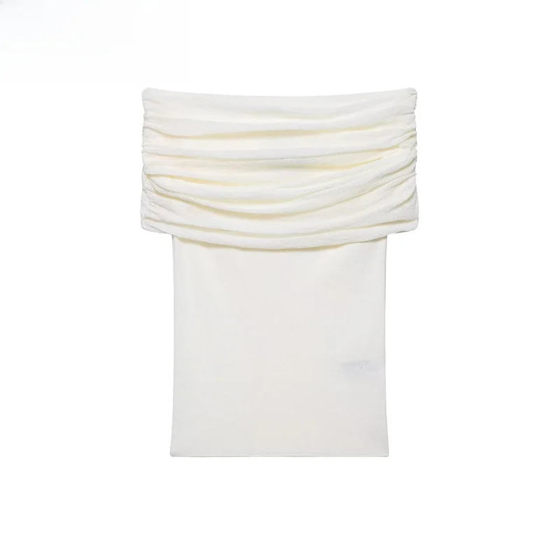 

ZBZR Новый весенний женский вязаный топ Faion со сложенными плечами, облегающий вязаный плиссированный топ из полиэфирного волокна без све