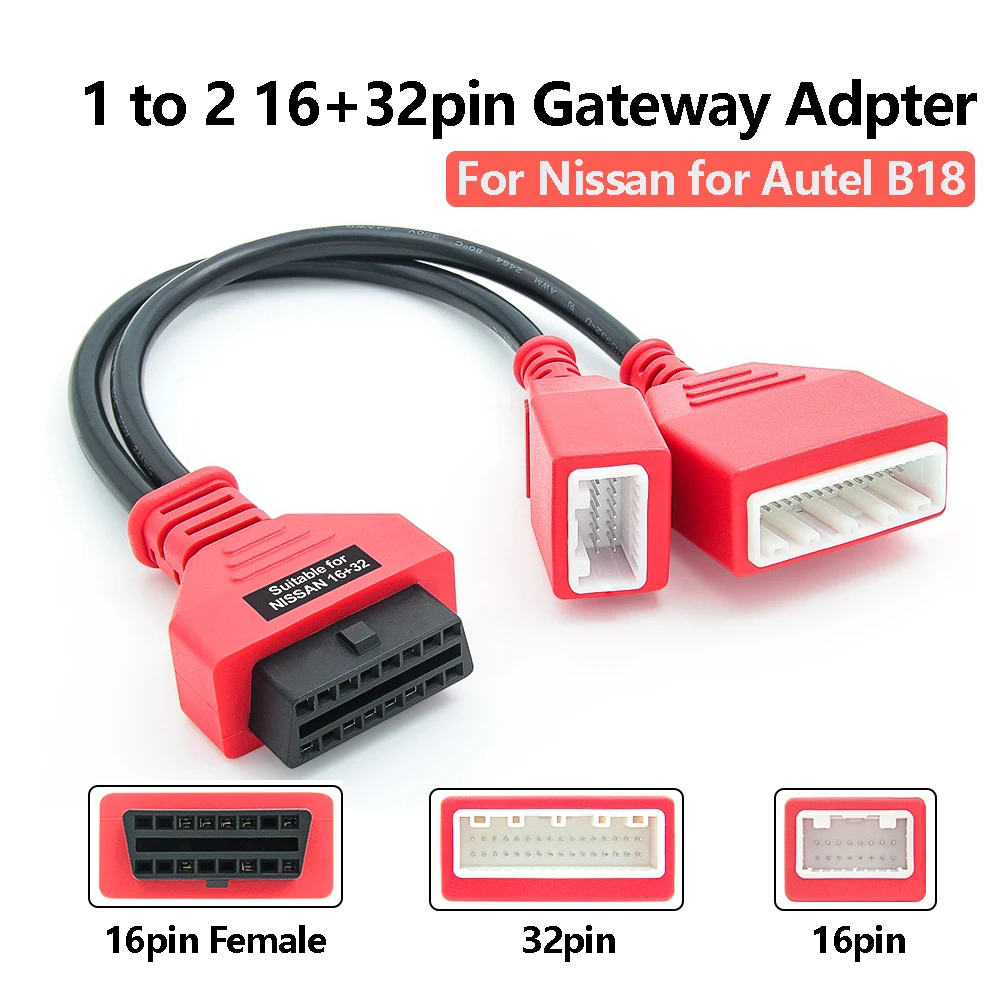 

Кабель OBDII для адаптера шлюза Nissan 16 + 32-контактный Sylphy OBD2 16-контактный кабель с добавлением ключа, кабель шлюза безопасности с паролем