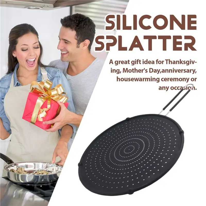 SEWS-Silicone Splatter Screen Guard Nonstick Oil Grease Pan Lid Oil-Proof Splash Cover Frying Protection Mat
