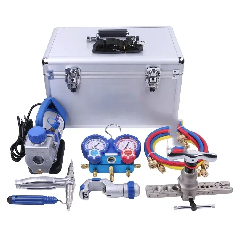 Upgrade  Vacuum Pump Flare Pressure Gauge Refrigeration Tool Set Air Conditioning Refrigeration Installation And Maintenance To