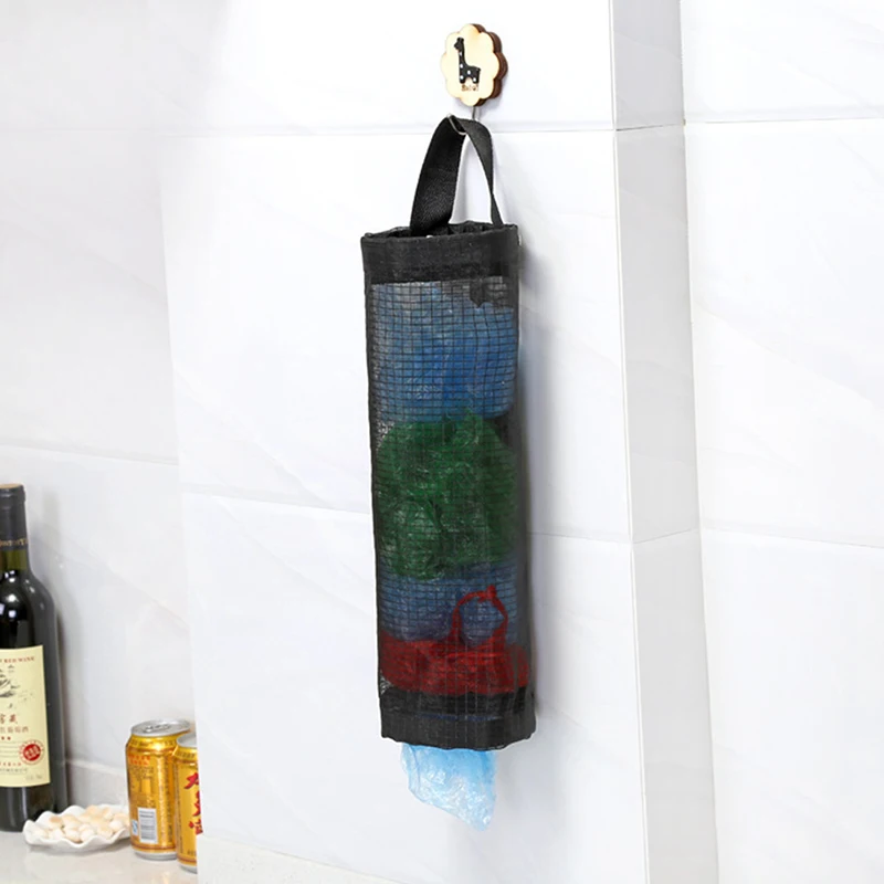 Home Grocery Bag Holder Wall Mount Plastic Bag Holder Dispenser Hanging Storage Trash Garbage Bag Kitchen Garbage Organizer