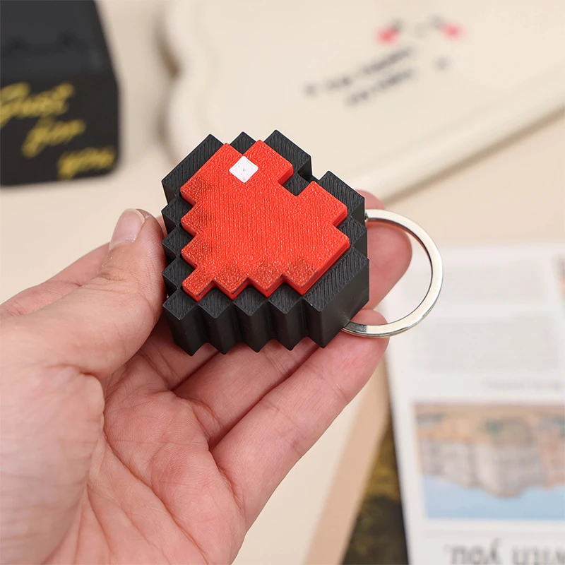 3D Printed Heart Button Keychain Pendant Keychain Model Pendant Decompression Decorative Gift