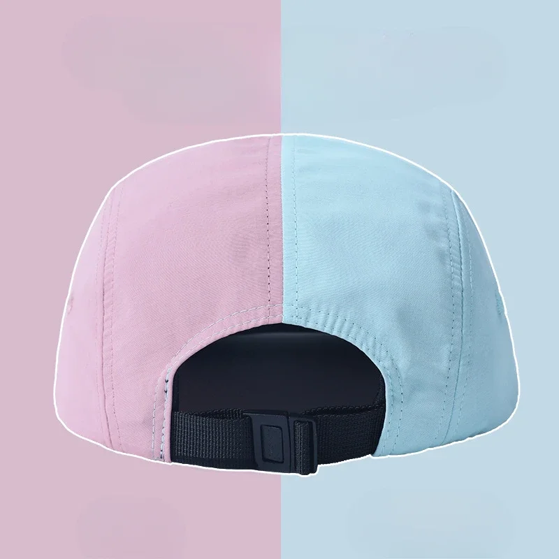 Custome Logo 5-panel Color Matching Quick-drying Hat Big Head Wide Brim Sunshade Casual Flat Edge Baseball Cap for Men and Women