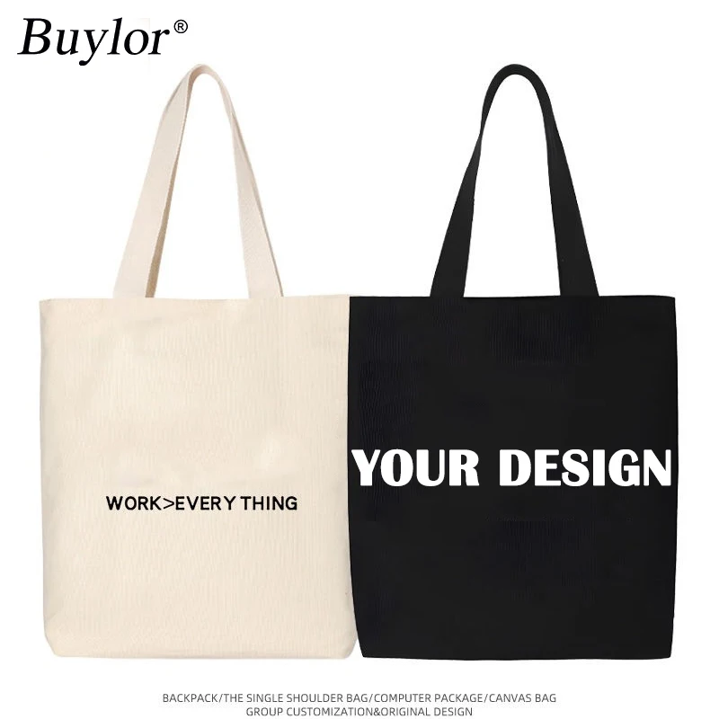 

Buylor 10 шт./лот Холщовая большая сумка с логотипом на заказ Повседневная сумка на плечо с принтом Сумка для покупок Женские дизайнерские сумки для путешествий, подарок
