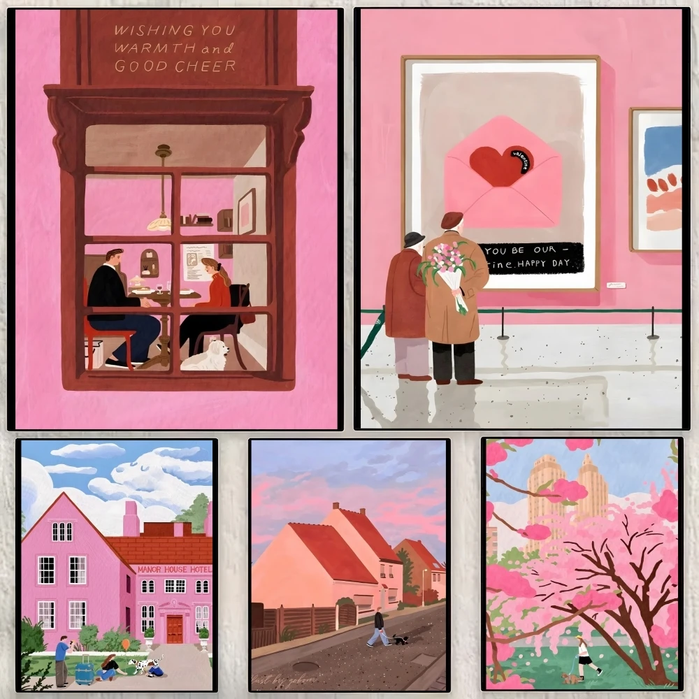 

Happy Pink Bubble Poster Perfect Space Sticker Self Adhesive for Office Home Theater Wall Art Decor Fancy Gift