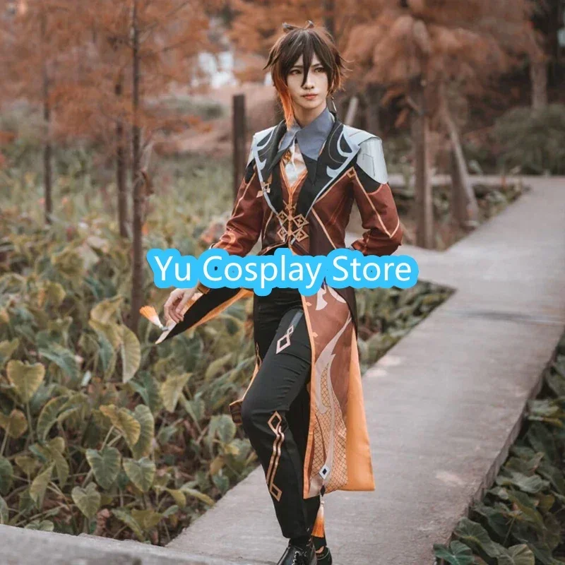 Anime! Genshin Impact Zhongli Cosplay Costume Game Suit Men Fancy Uniforms Halloween Carnival Party Outfits Custom Made