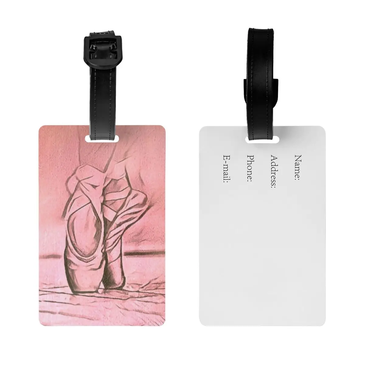 Custom Ballet Shoes Pink Luggage Tag With Name Card Ballerina Dancer Privacy Cover ID Label for Travel Bag Suitcase