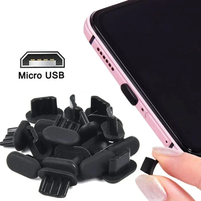 30/20/10/1PCS Soft Silicone Dust Plugs for Android Micro USB Charging Port Protector Caps Anti-dust Plugs for Samsung Laptop