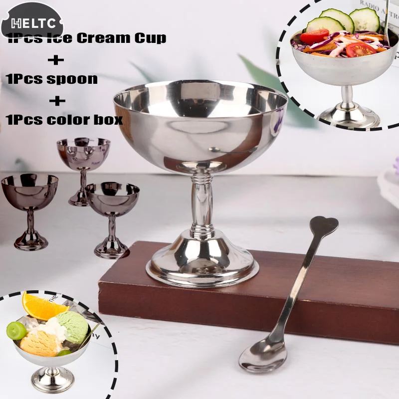 

1 шт., чашка для десерта из нержавеющей стали, винтажная прочная чашка для пудинга, молочного желе, чашка для мороженого, миска для салата, десертная тарелка с фруктами, блюдо для закусок