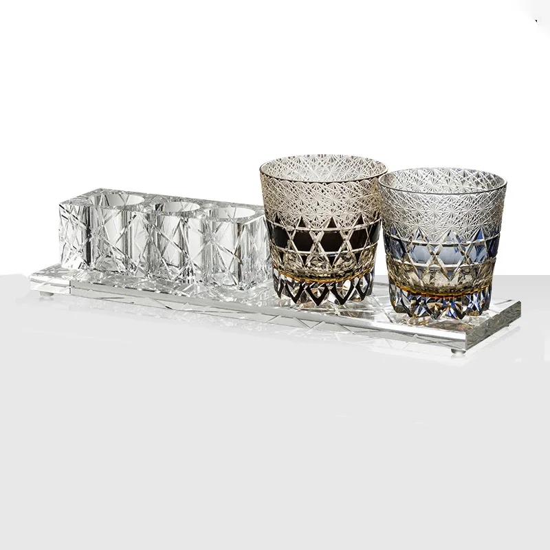 Advanced Crystal Toothpaste Dispenser Bathroom Accessories Set Luxurious Villa Glass Toothbrush Cup Bathroom Decor Storage Tray