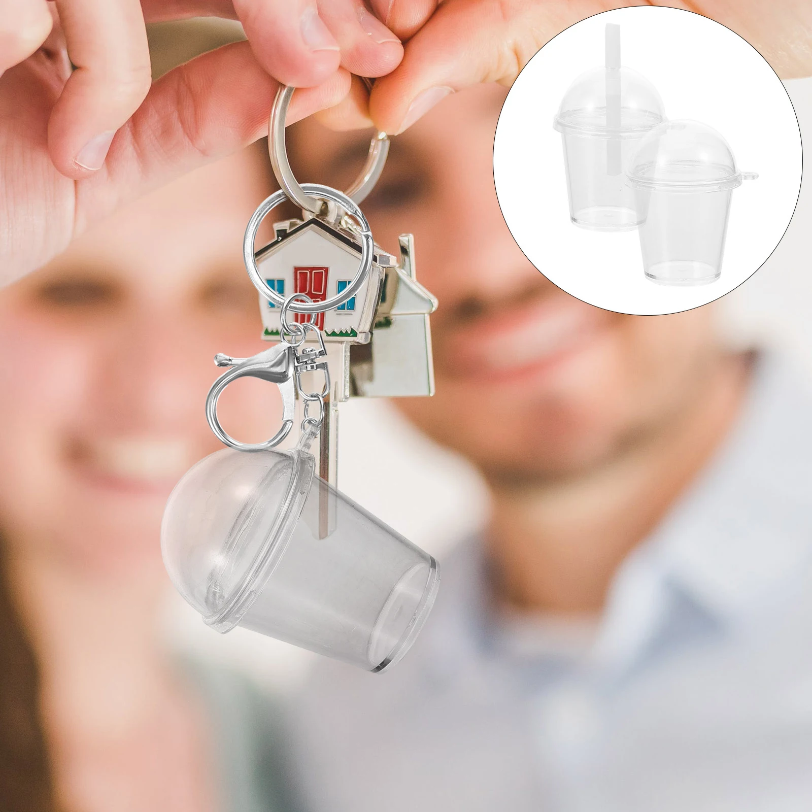 

Cups Simulation Mini Design Charm Milk Tea Keychain Transparent Plastic Diy Craft Decors