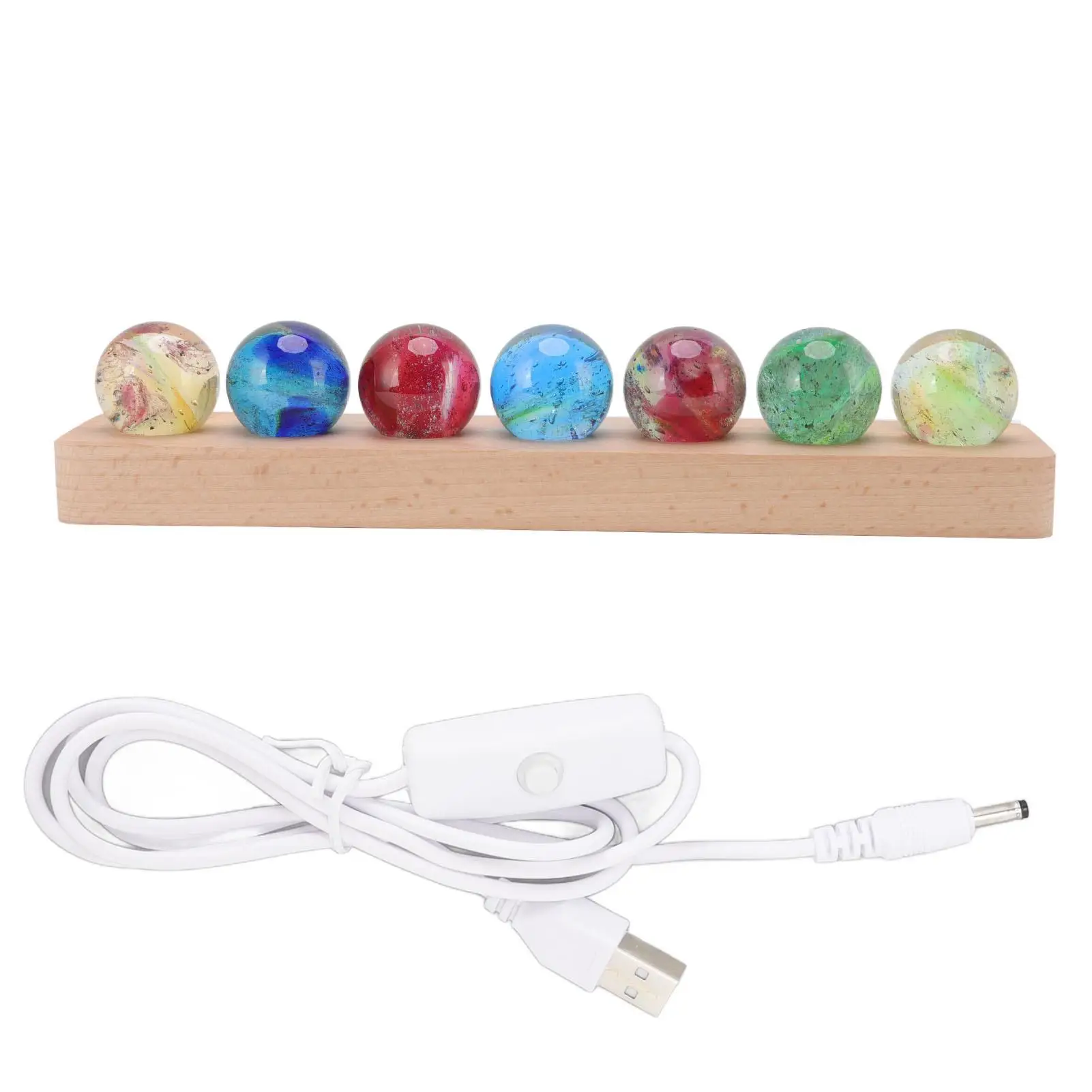 

3D Effect Cool Ball Night Light - Push Button Switch, Glass & Sapele Beech Variants for home Decor