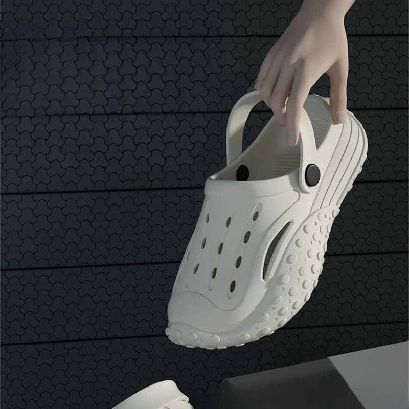 Men's 4.0 Cm Thick-Sole EVA Height-Increasing Cushioning Closed-Toe Ventilated Design New Summer Outdoor Beach Slippers
