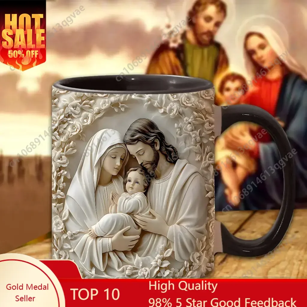 

The Holy Family Coffee Mug Christian Printed Design Ceramic Mugs Ceramic Drinkware 11 Oz Ceramic Mug Beverage Cup / Water Cup