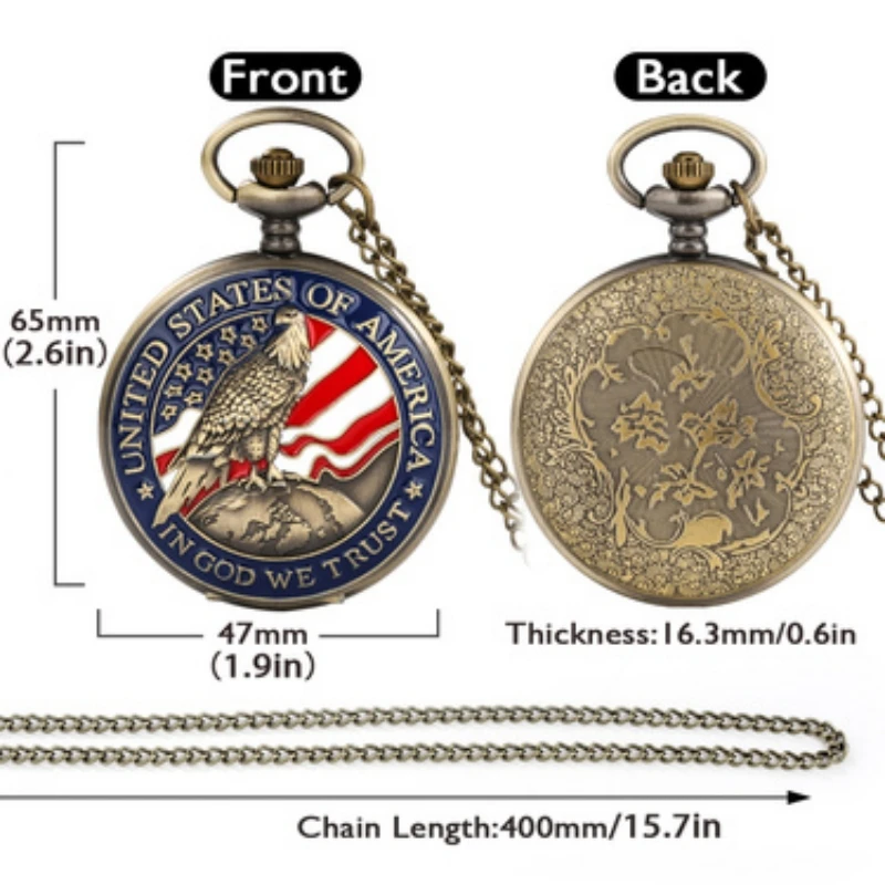 Classic American Presidential Torch Eagle Free Design pocket Watch for men and women Vintage quartz Arabic numerals