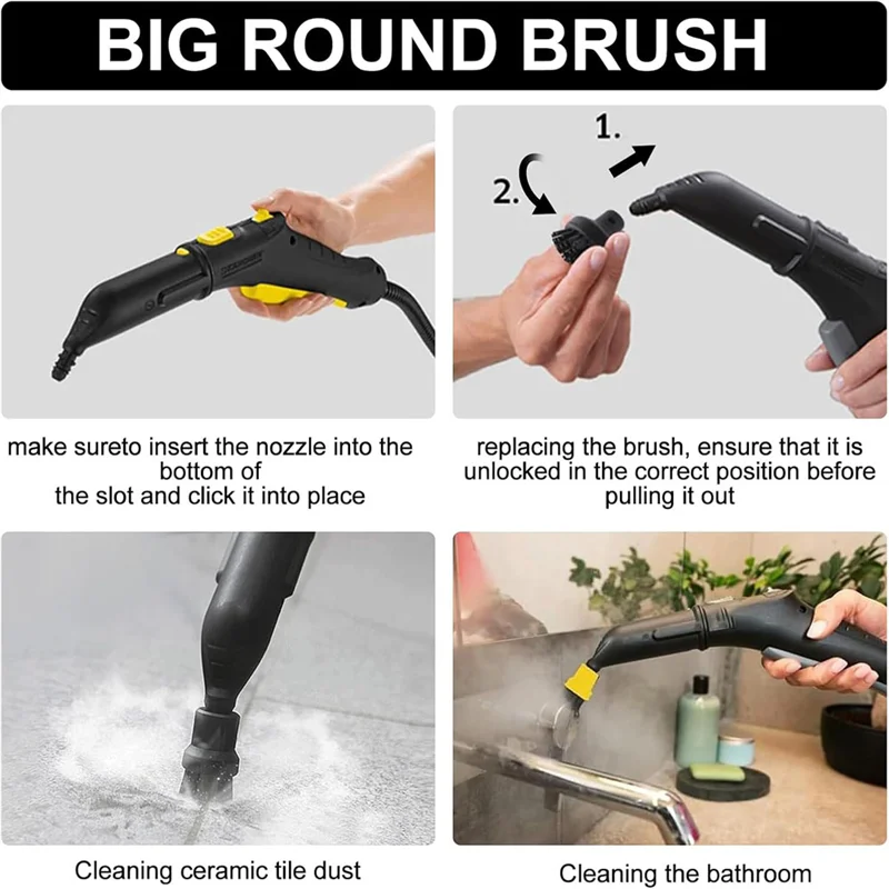 رائجة البيع مجموعة ملحقات منظف البخار ل Karcher SC1-SC5 CTK10 CTK20 ، مجموعة فرشاة مستديرة لملحقات منظف البخار Karcher