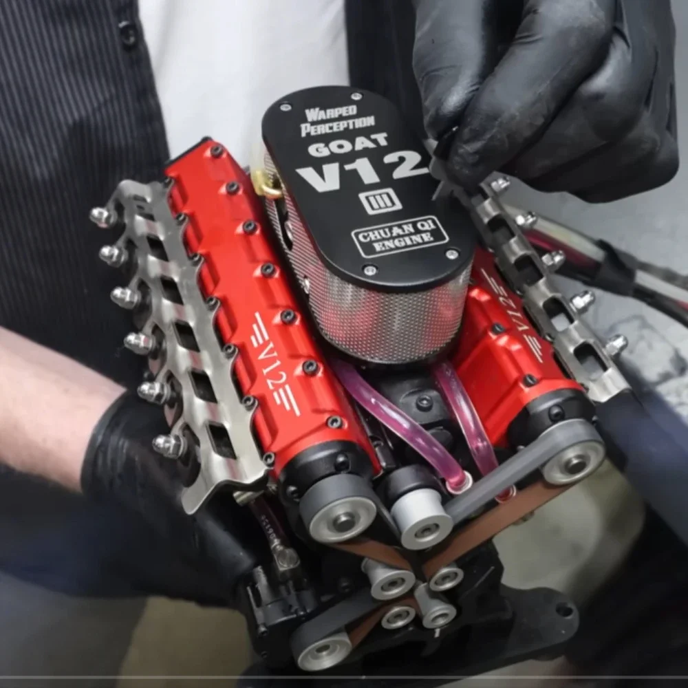 Para modelo de coche RC modificado con BaseToy 49,89 cc V12 modelo de motor de combustible Mini V12 motor de combustión interna de Metal adecuado